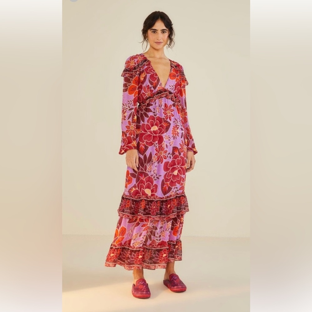 Floral Maxi Dress in Purple and Red